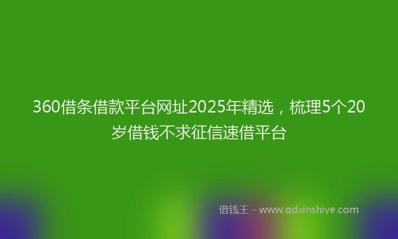 360借条借款平台网址2025年精选，梳理5个20岁借钱不求征信速借平台