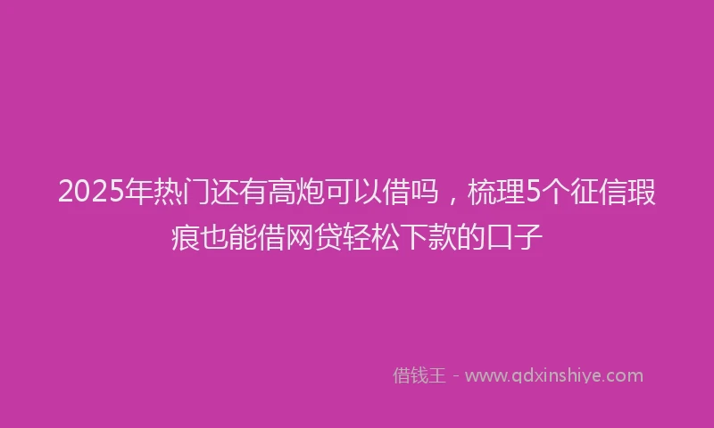 2025年热门还有高炮可以借吗，梳理5个征信瑕疵也能借网贷轻松下款的口子