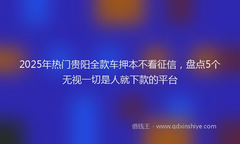2025年热门贵阳全款车押本不看征信，盘点5个无视一切是人就下款的平台