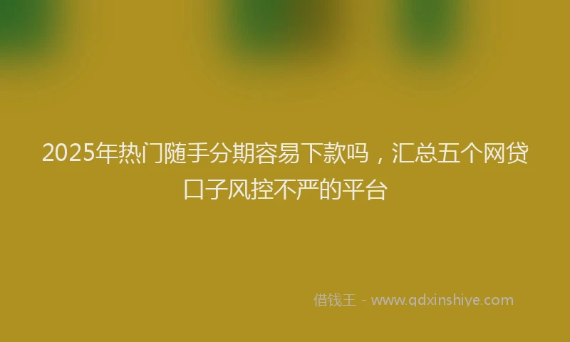 2025年热门随手分期容易下款吗，汇总五个网贷口子风控不严的平台