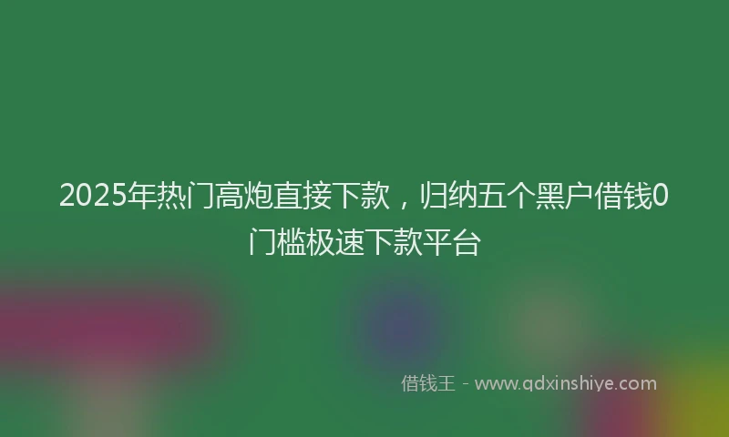 2025年热门高炮直接下款，归纳五个黑户借钱0门槛极速下款平台