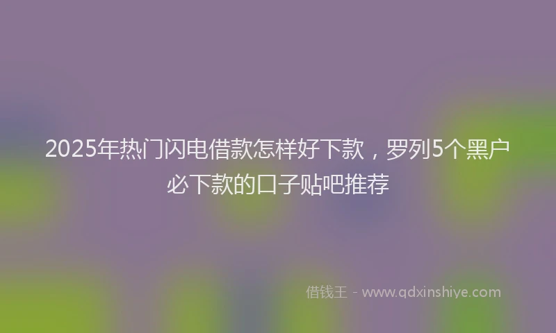 2025年热门闪电借款怎样好下款，罗列5个黑户必下款的口子贴吧推荐
