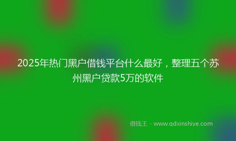 2025年热门黑户借钱平台什么最好，整理五个苏州黑户贷款5万的软件