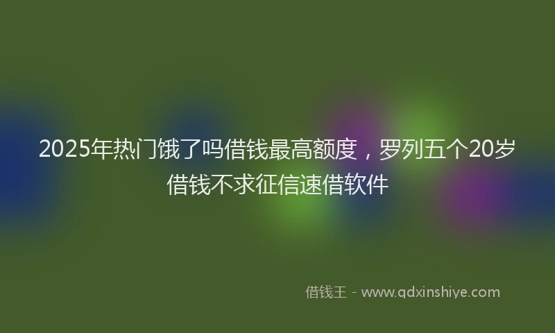 2025年热门饿了吗借钱最高额度，罗列五个20岁借钱不求征信速借软件