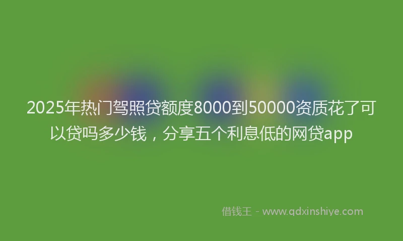 2025年热门驾照贷额度8000到50000资质花了可以贷吗多少钱，分享五个利息低的网贷app