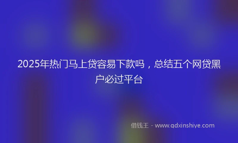 2025年热门马上贷容易下款吗，总结五个网贷黑户必过平台
