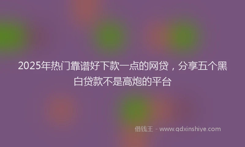 2025年热门靠谱好下款一点的网贷，分享五个黑白贷款不是高炮的平台