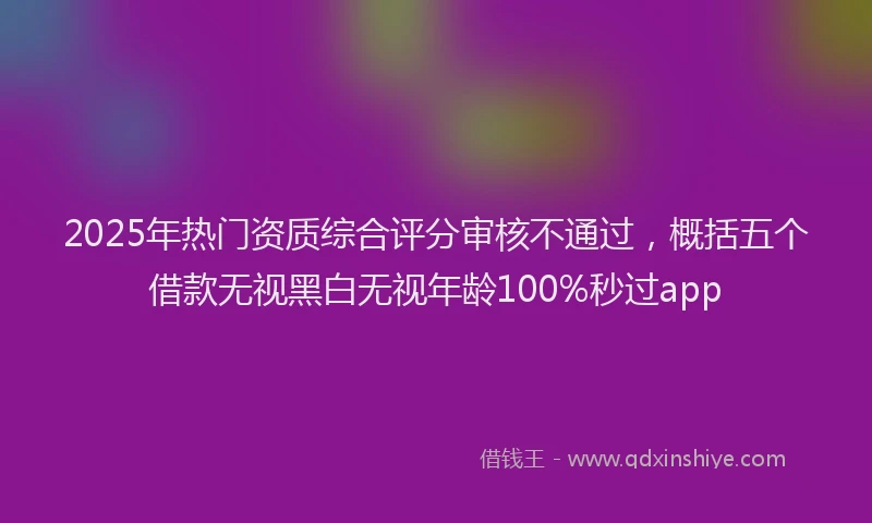 2025年热门资质综合评分审核不通过，概括五个借款无视黑白无视年龄100%秒过app