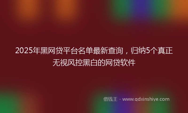 2025年黑网贷平台名单最新查询，归纳5个真正无视风控黑白的网贷软件
