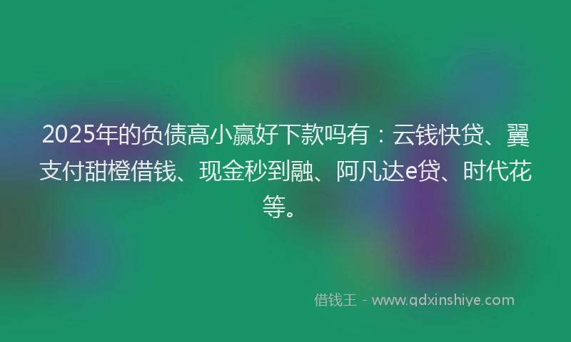 2025年的负债高小赢好下款吗有：云钱快贷、翼支付甜橙借钱、现金秒到融、阿凡达e贷、时代花等。
