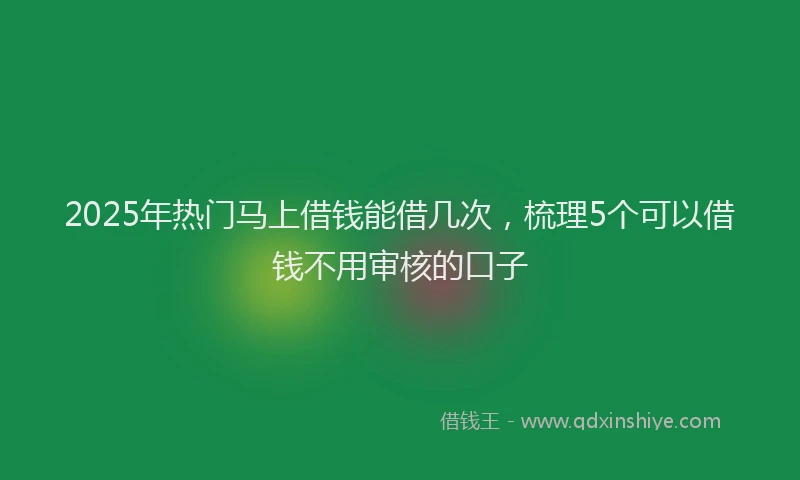 2025年热门马上借钱能借几次，梳理5个可以借钱不用审核的口子