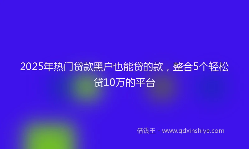 2025年热门贷款黑户也能贷的款，整合5个轻松贷10万的平台