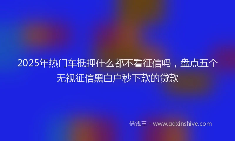 2025年热门车抵押什么都不看征信吗，盘点五个无视征信黑白户秒下款的贷款