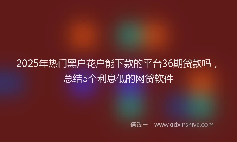 2025年热门黑户花户能下款的平台36期贷款吗，总结5个利息低的网贷软件