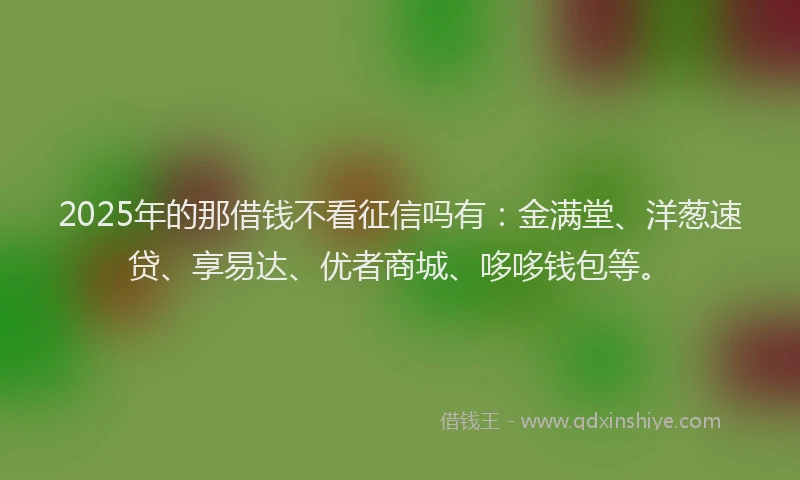 2025年的那借钱不看征信吗有：金满堂、洋葱速贷、享易达、优者商城、哆哆钱包等。