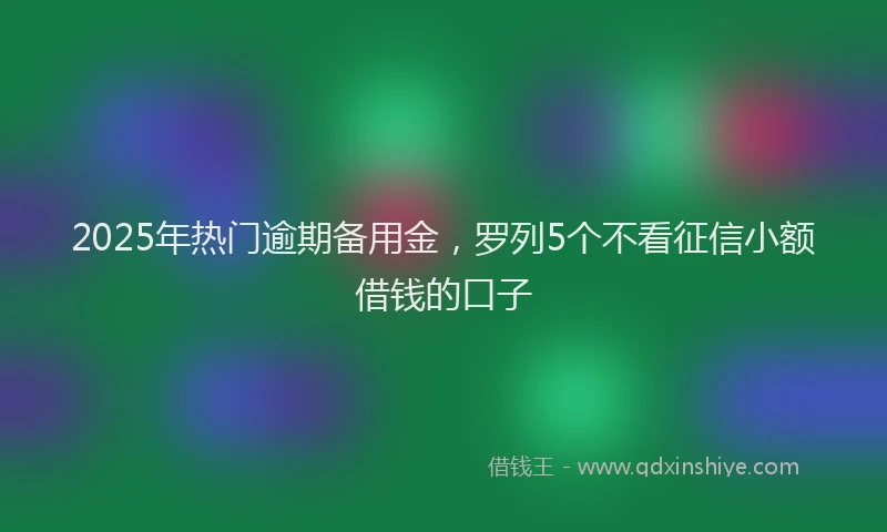 2025年热门逾期备用金，罗列5个不看征信小额借钱的口子