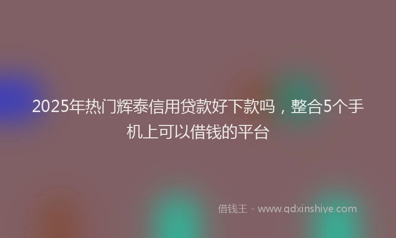 2025年热门辉泰信用贷款好下款吗，整合5个手机上可以借钱的平台