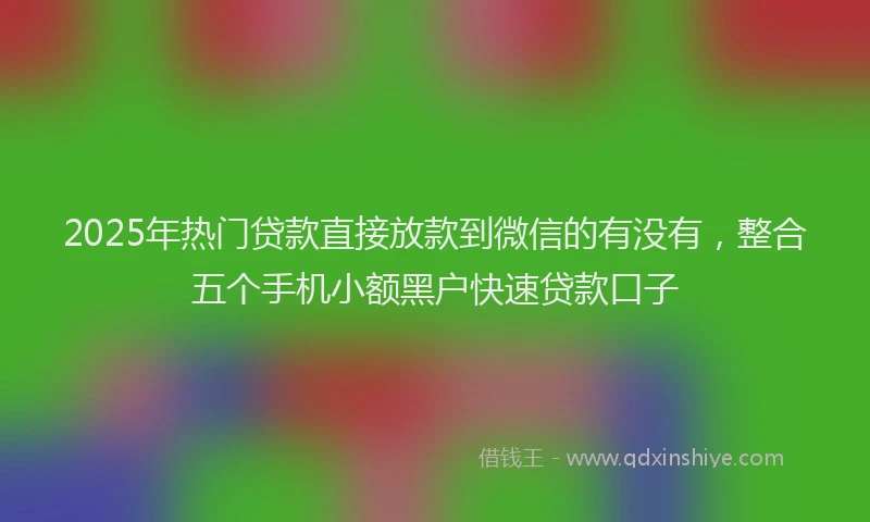 2025年热门贷款直接放款到微信的有没有，整合五个手机小额黑户快速贷款口子