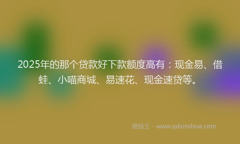 2025年的那个贷款好下款额度高有：现金易、借蛙、小喵商城、易速花、现金速贷等。