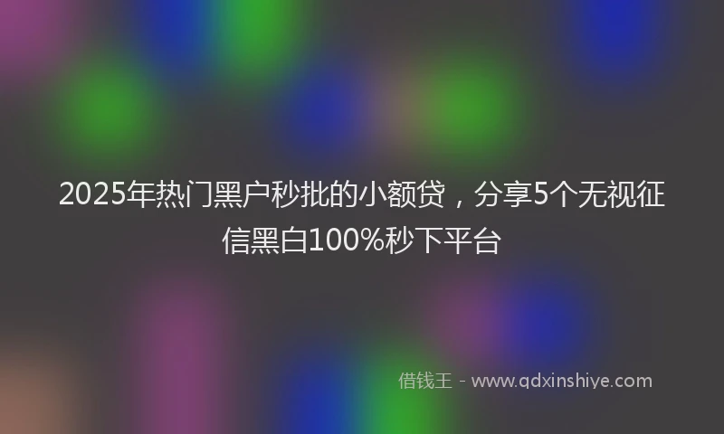 2025年热门黑户秒批的小额贷，分享5个无视征信黑白100%秒下平台