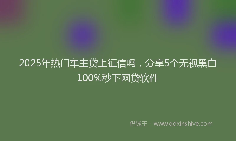 2025年热门车主贷上征信吗，分享5个无视黑白100%秒下网贷软件