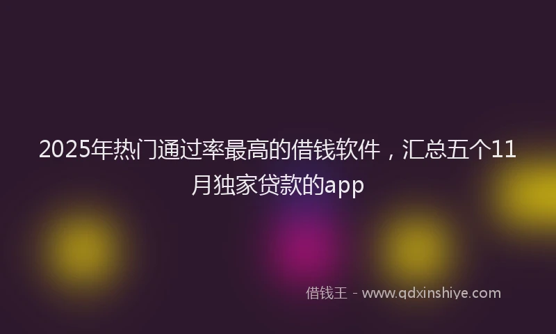 2025年热门通过率最高的借钱软件，汇总五个11月独家贷款的app