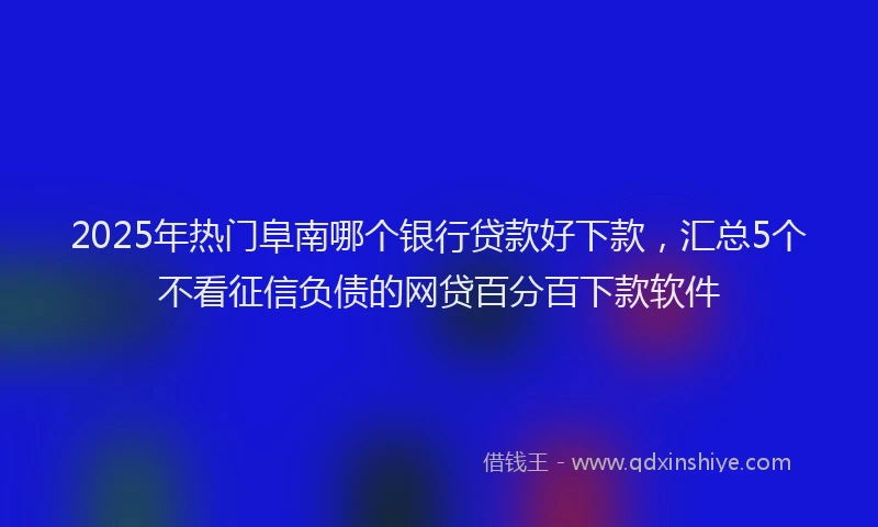 2025年热门阜南哪个银行贷款好下款，汇总5个不看征信负债的网贷百分百下款软件