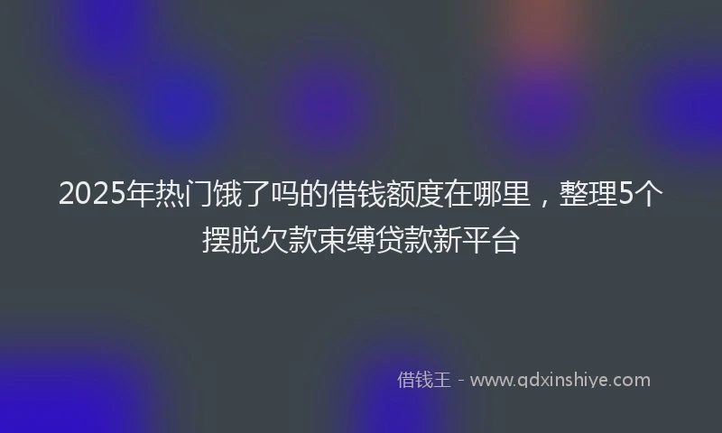 2025年热门饿了吗的借钱额度在哪里，整理5个摆脱欠款束缚贷款新平台