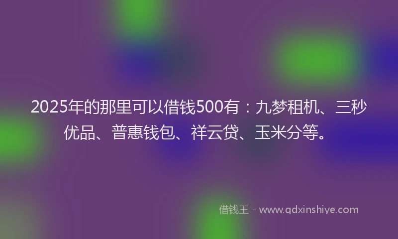 2025年的那里可以借钱500有：九梦租机、三秒优品、普惠钱包、祥云贷、玉米分等。