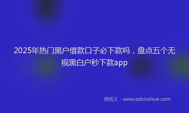 2025年热门黑户借款口子必下款吗，盘点五个无视黑白户秒下款app