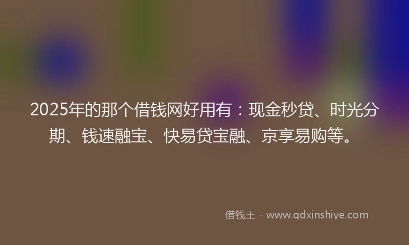 2025年的那个借钱网好用有：现金秒贷、时光分期、钱速融宝、快易贷宝融、京享易购等。