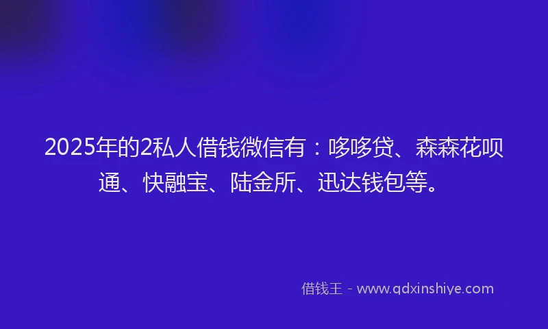 2025年的2私人借钱微信有：哆哆贷、森森花呗通、快融宝、陆金所、迅达钱包等。