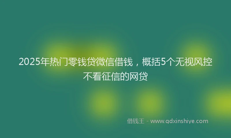 2025年热门零钱贷微信借钱，概括5个无视风控不看征信的网贷