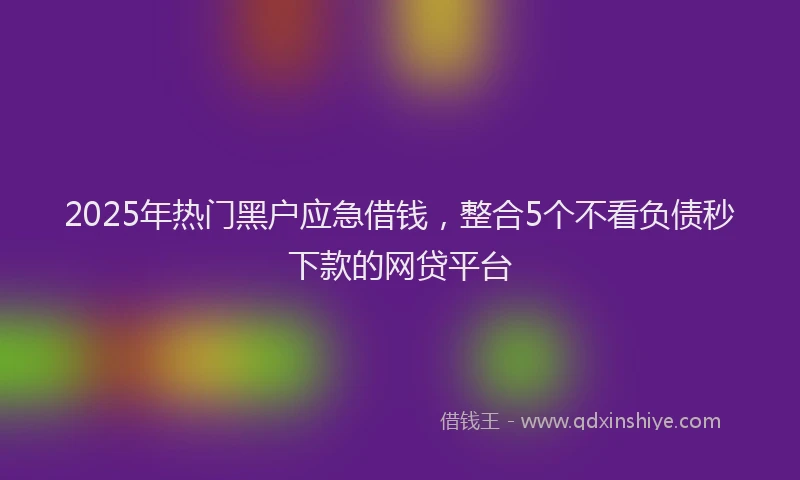 2025年热门黑户应急借钱，整合5个不看负债秒下款的网贷平台