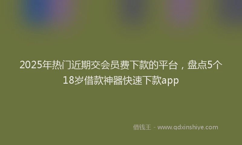 2025年热门近期交会员费下款的平台，盘点5个18岁借款神器快速下款app