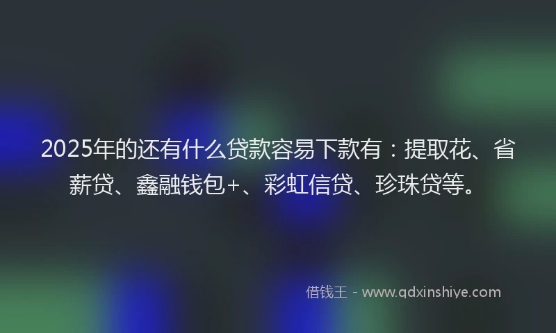 2025年的还有什么贷款容易下款有：提取花、省薪贷、鑫融钱包+、彩虹信贷、珍珠贷等。