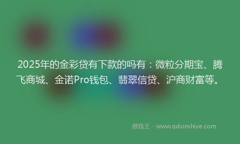 2025年的金彩贷有下款的吗有：微粒分期宝、腾飞商城、金诺Pro钱包、翡翠信贷、沪商财富等。