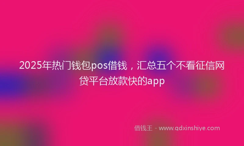 2025年热门钱包pos借钱，汇总五个不看征信网贷平台放款快的app