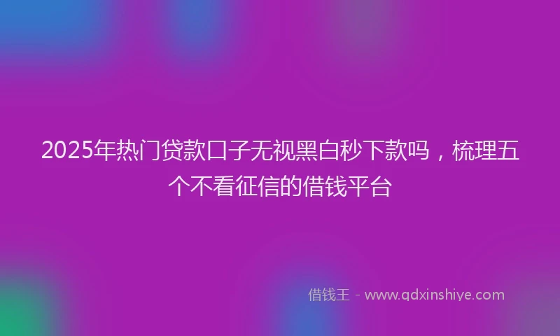 2025年热门贷款口子无视黑白秒下款吗，梳理五个不看征信的借钱平台
