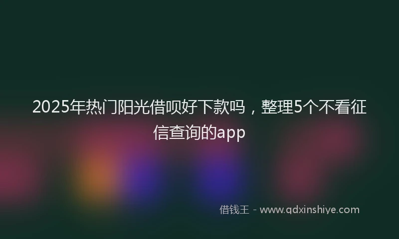 2025年热门阳光借呗好下款吗，整理5个不看征信查询的app