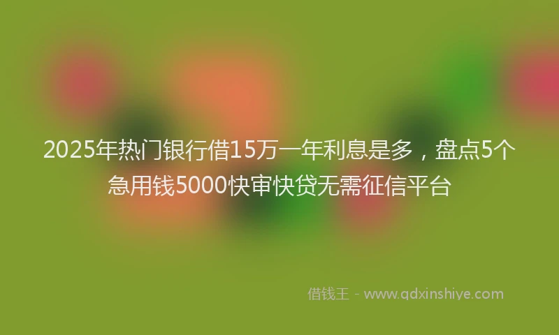 2025年热门银行借15万一年利息是多，盘点5个急用钱5000快审快贷无需征信平台