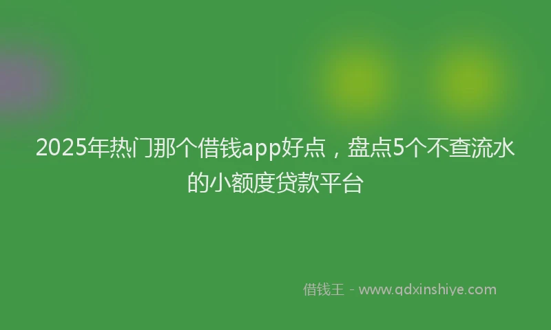 2025年热门那个借钱app好点，盘点5个不查流水的小额度贷款平台