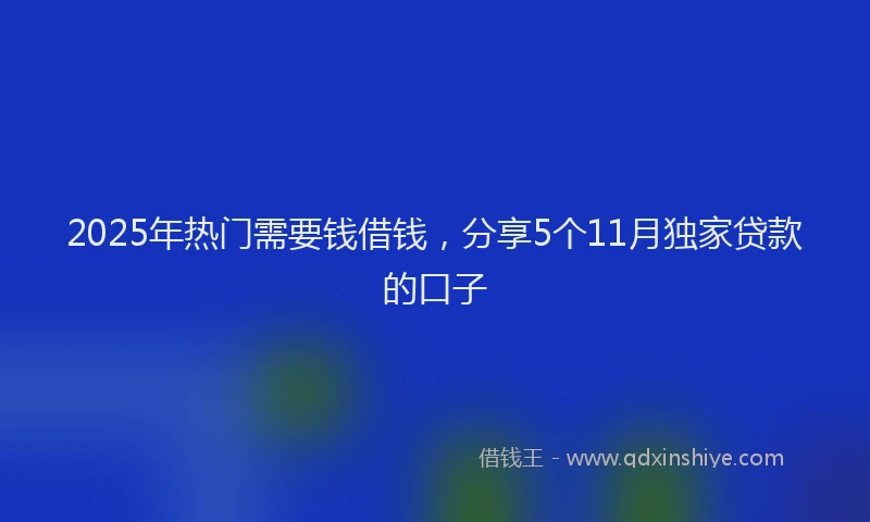 2025年热门需要钱借钱，分享5个11月独家贷款的口子