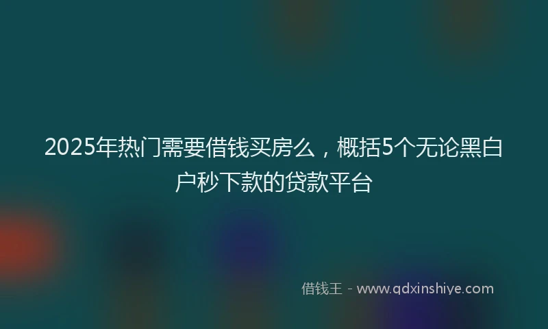 2025年热门需要借钱买房么，概括5个无论黑白户秒下款的贷款平台