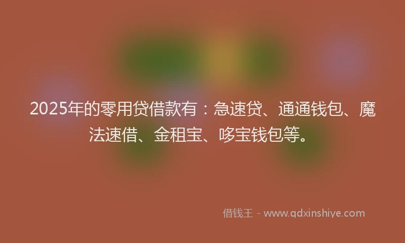 2025年的零用贷借款有：急速贷、通通钱包、魔法速借、金租宝、哆宝钱包等。