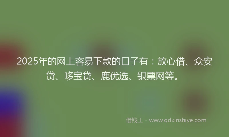 2025年的网上容易下款的口子有：放心借、众安贷、哆宝贷、鹿优选、银票网等。