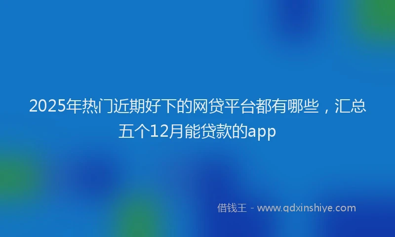 2025年热门近期好下的网贷平台都有哪些，汇总五个12月能贷款的app