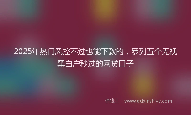 2025年热门风控不过也能下款的，罗列五个无视黑白户秒过的网贷口子