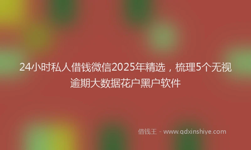 24小时私人借钱微信2025年精选，梳理5个无视逾期大数据花户黑户软件