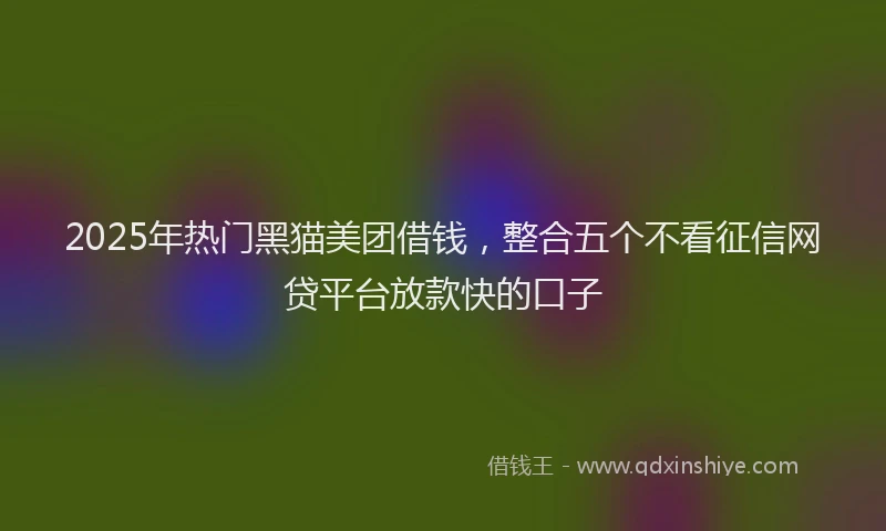 2025年热门黑猫美团借钱，整合五个不看征信网贷平台放款快的口子